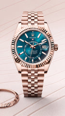 Rolex Sky-Dweller Blue Green Dial Everose Gold Premium Automatic Watch For Men | 42mm
