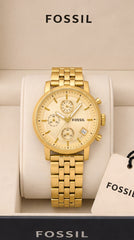 Fossil Boyfriend Chronograph Women's Watch | Gold Dial Gold Stainless Steel Bracelet | 7AA Premium Collection