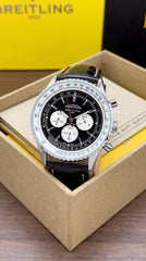 Breitling Navitimer Chronograph Men's Watch | Black Dial | Leather Strap | 44mm