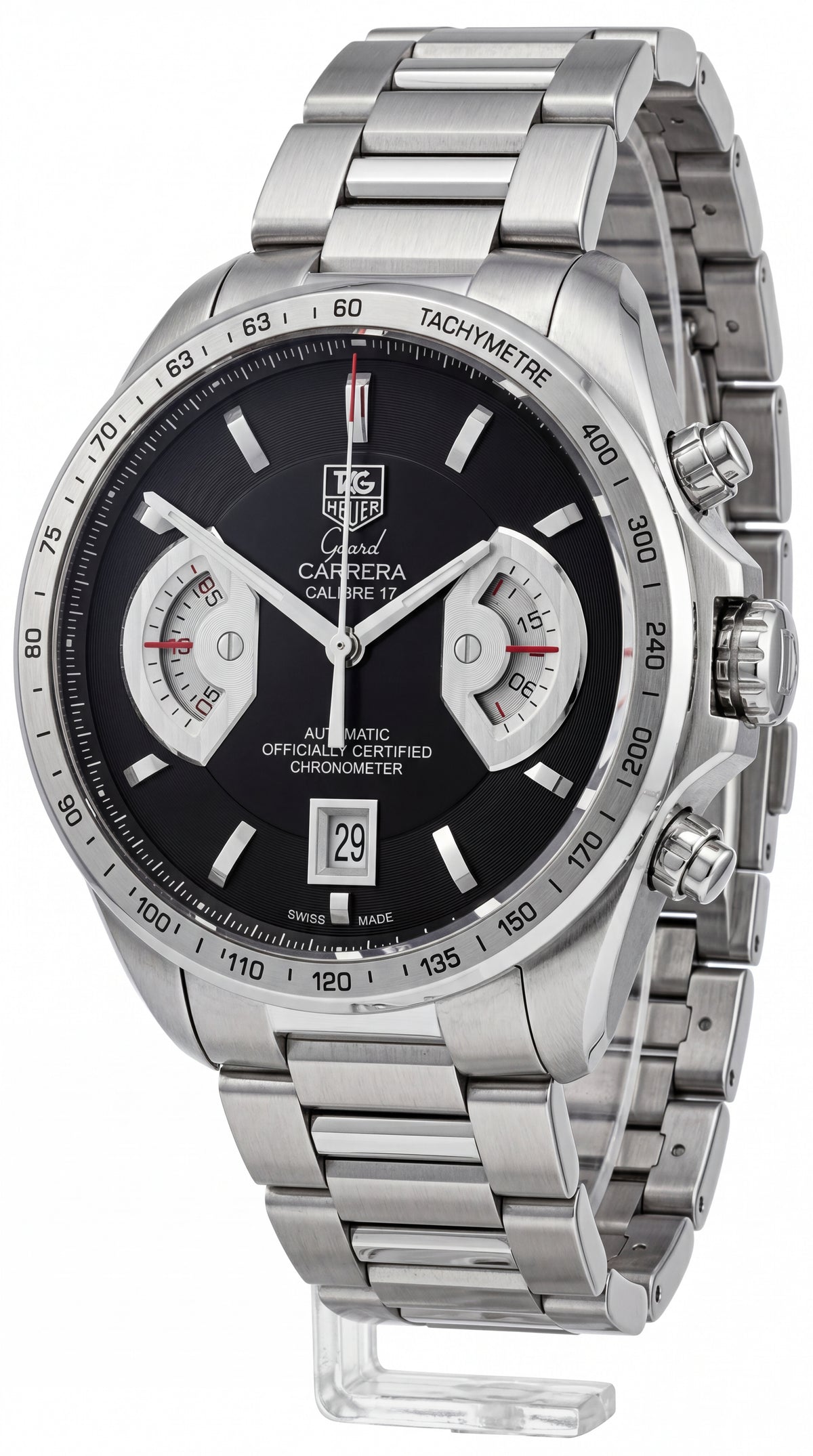 TAG Heuer Carrera Calibre 17 Men's Chronograph Watch | Black Dial Stainless Steel Bracelet | 7AA Premium Collection
