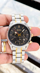 Hugo Boss Champion Chronograph Black Dial Two-Tone Stainless Steel Men's Watch | 7AA Premium Collection