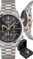 Hugo Boss Champion Chronograph Black Dial Two-Tone Stainless Steel Men's Watch | 7AA Premium Collection