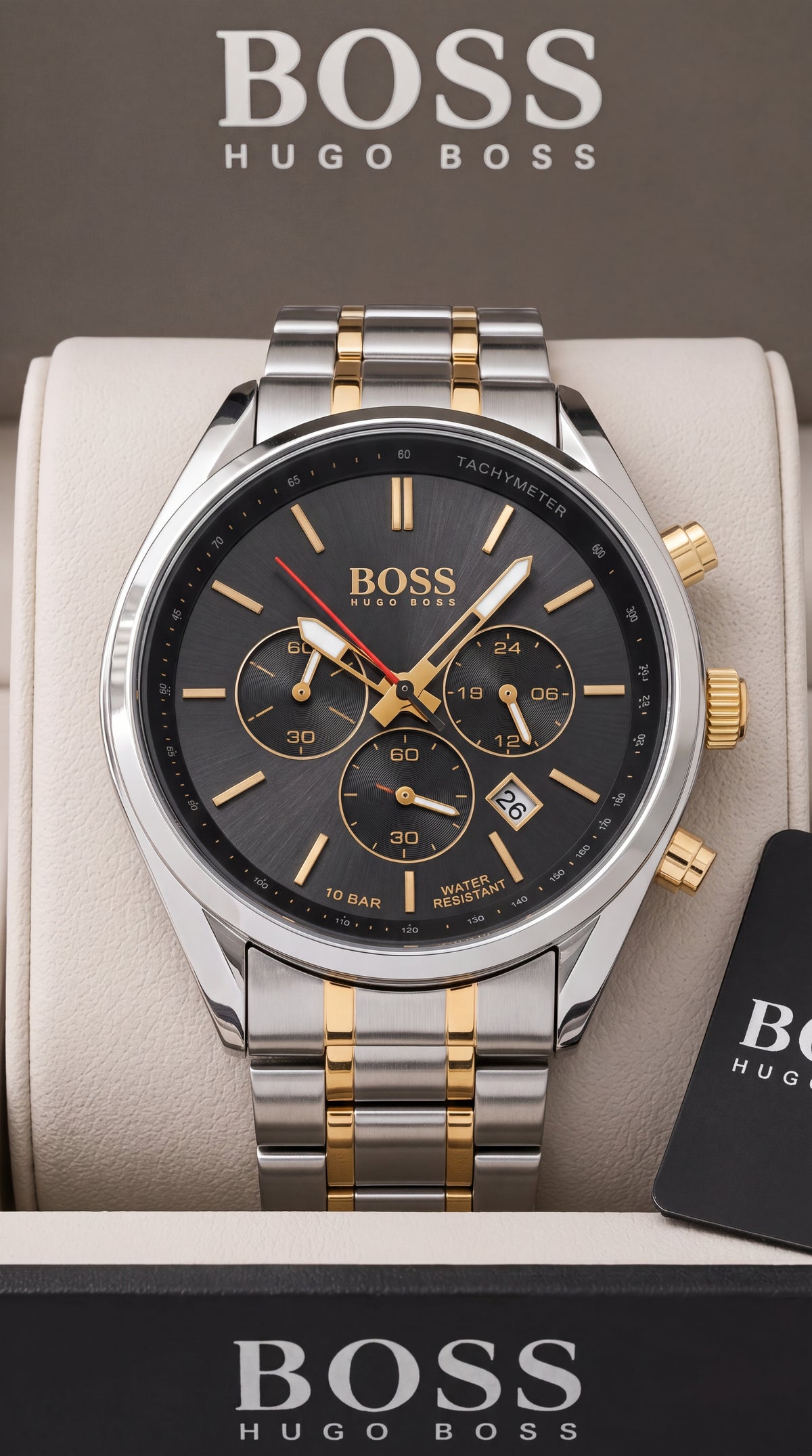 Hugo Boss Champion Chronograph Black Dial Two-Tone Stainless Steel Men's Watch | 7AA Premium Collection