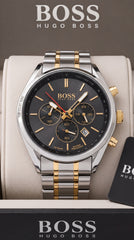 Hugo Boss Champion Chronograph Black Dial Two-Tone Stainless Steel Men's Watch | 7AA Premium Collection