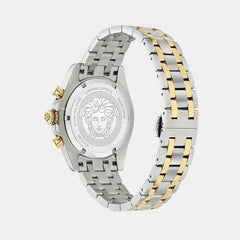 Versace Greca Chronograph 44mm Men's Watch | Green Dial Dual Tone Steel